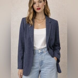 Madewell Navy Pinstripe wool blend Blazer Xl